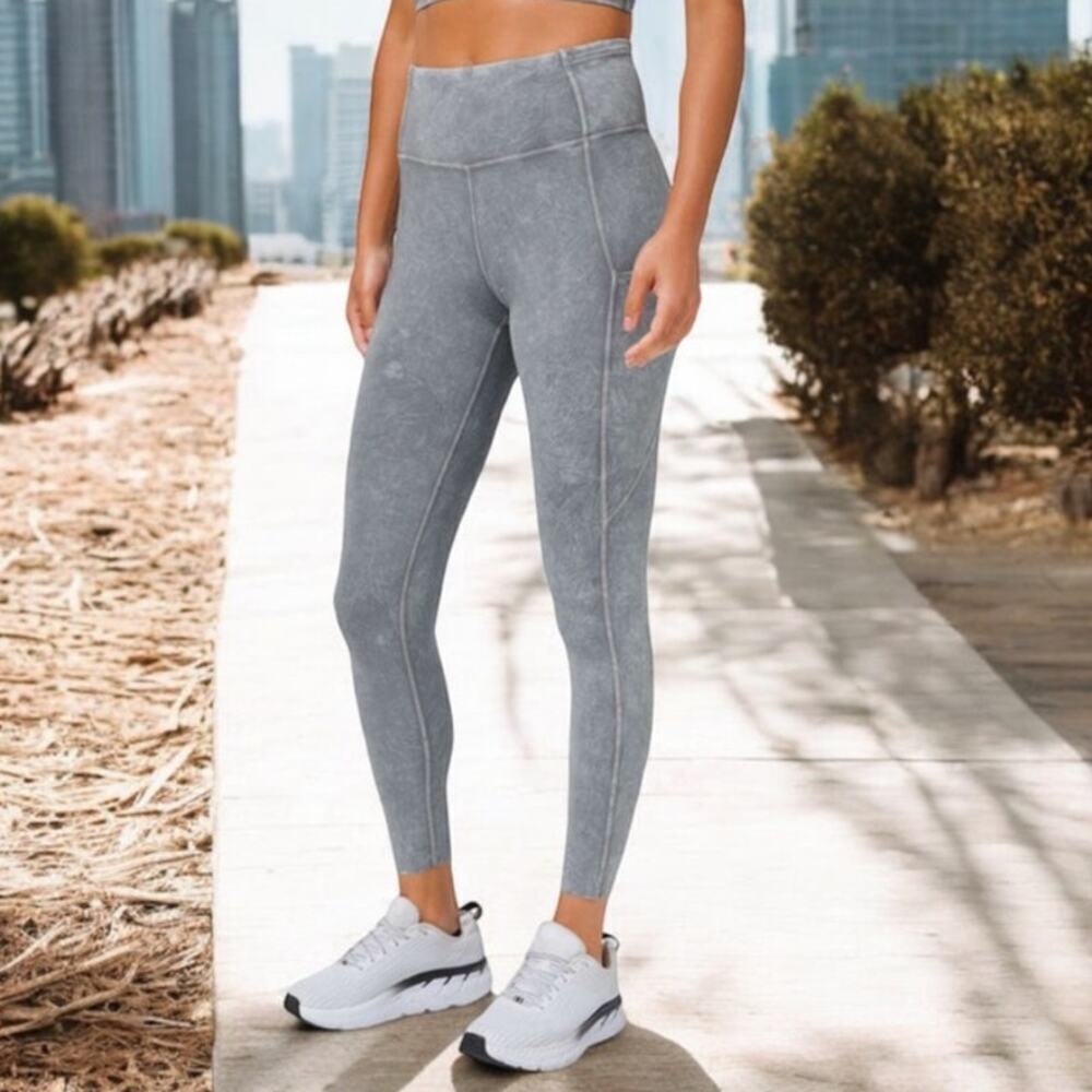 Lululemon Fast and Free Rise Tight 25” Ice Dye Wash Asphalt Grey Size 2